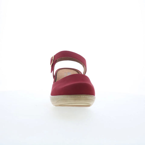 Softwalk Mabelle S2360-604 Womens Red Nubuck Strap Wedges Heels Shoes