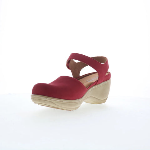 Softwalk Mabelle S2360-604 Womens Red Nubuck Strap Wedges Heels Shoes