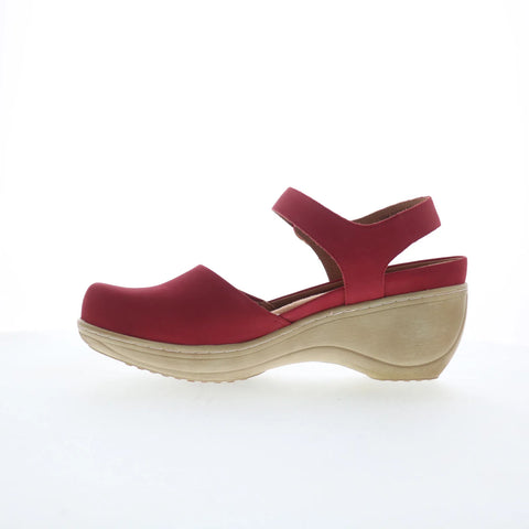 Softwalk Mabelle S2360-604 Womens Red Nubuck Strap Wedges Heels Shoes
