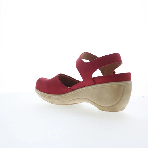 Softwalk Mabelle S2360-604 Womens Red Nubuck Strap Wedges Heels Shoes