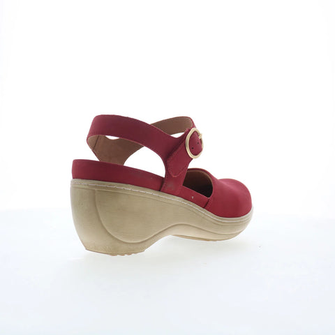 Softwalk Mabelle S2360-604 Womens Red Nubuck Strap Wedges Heels Shoes
