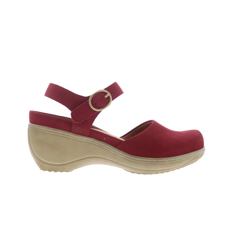 Softwalk Mabelle S2360-604 Womens Red Nubuck Strap Wedges Heels Shoes