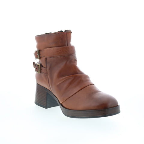 Miz Mooz Macee Womens Brown Leather Zipper Ankle & Booties Boots