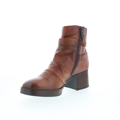Miz Mooz Macee Womens Brown Leather Zipper Ankle & Booties Boots