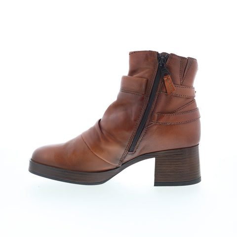 Miz Mooz Macee Womens Brown Leather Zipper Ankle & Booties Boots