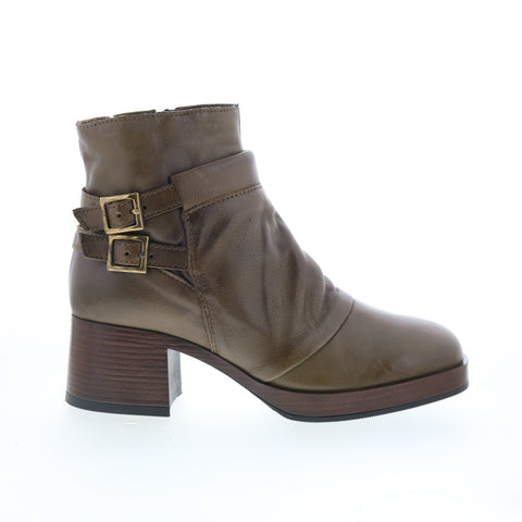Miz Mooz Macee Womens Green Leather Zipper Ankle & Booties Boots