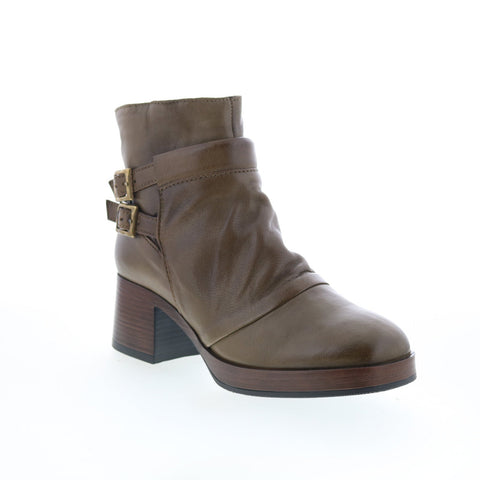 Miz Mooz Macee Womens Green Leather Zipper Ankle & Booties Boots