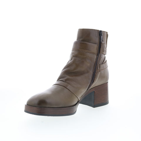 Miz Mooz Macee Womens Green Leather Zipper Ankle & Booties Boots