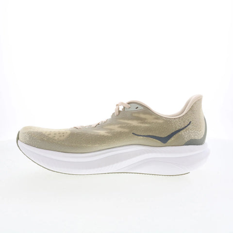 Hoka Mach 6 1147790-OKB Mens Beige Mesh Lace Up Athletic Running Shoes