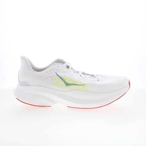 Hoka Mach 6 1147790-WNCL Mens White Mesh Lace Up Athletic Running Shoes