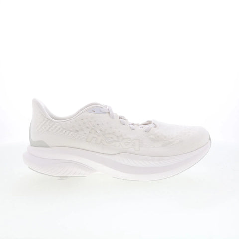 Hoka Mach 6 1147790-WWH Mens White Mesh Lace Up Athletic Running Shoes