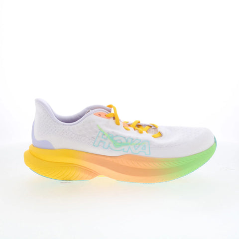 Hoka Mach 6 1147810-FTST Womens White Mesh Lace Up Athletic Running Shoes