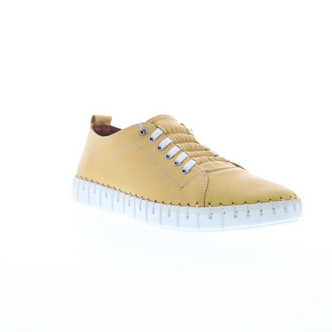 Miz Mooz Mackee Womens Yellow Leather Lace Up Lifestyle Sneakers Shoes