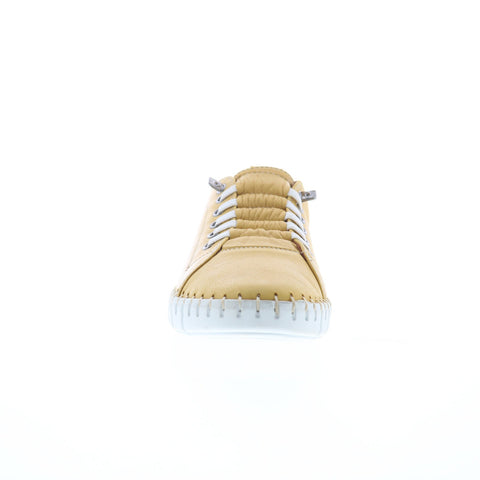 Miz Mooz Mackee Womens Yellow Leather Lace Up Lifestyle Sneakers Shoes