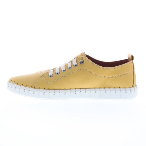 Miz Mooz Mackee Womens Yellow Leather Lace Up Lifestyle Sneakers Shoes