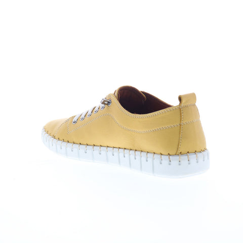 Miz Mooz Mackee Womens Yellow Leather Lace Up Lifestyle Sneakers Shoes