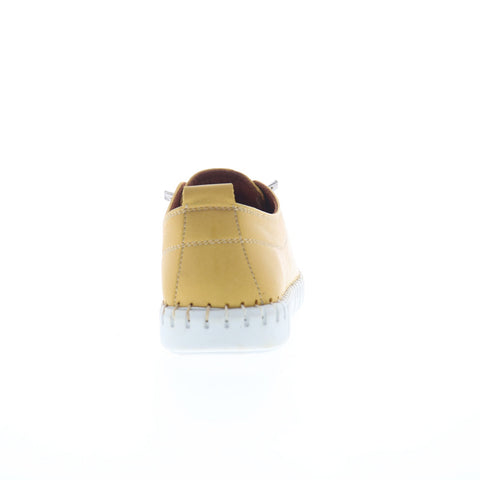 Miz Mooz Mackee Womens Yellow Leather Lace Up Lifestyle Sneakers Shoes