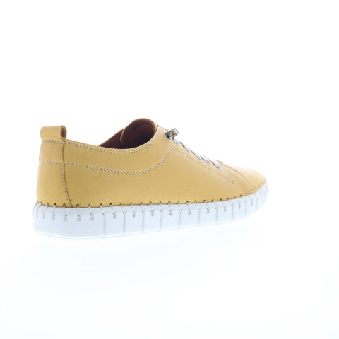 Miz Mooz Mackee Womens Yellow Leather Lace Up Lifestyle Sneakers Shoes