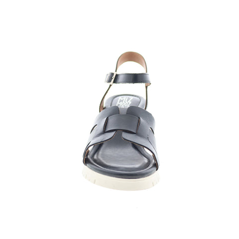 Miz Mooz Mackenzie Womens Black Leather Hook & Loop Wedges Sandals Shoes