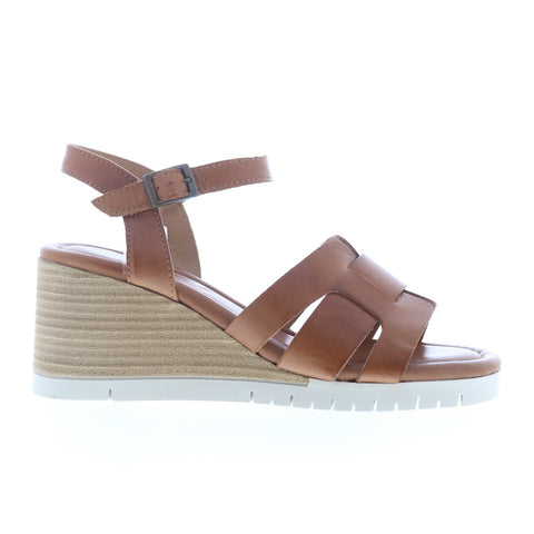 Miz Mooz Mackenzie Womens Brown Leather Hook & Loop Wedges Sandals Shoes