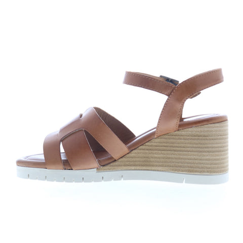 Miz Mooz Mackenzie Womens Brown Leather Hook & Loop Wedges Sandals Shoes