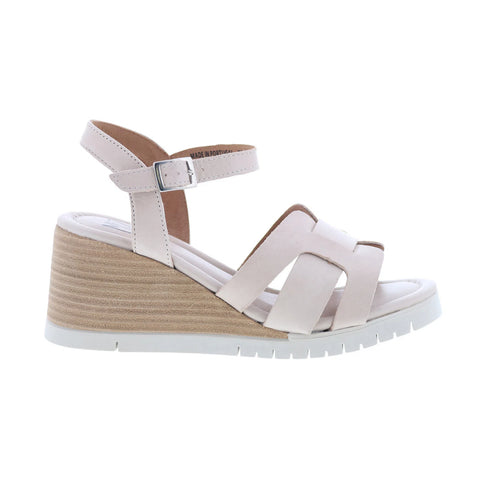 Miz Mooz Mackenzie Womens Beige Leather Hook & Loop Wedges Sandals Shoes