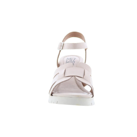Miz Mooz Mackenzie Womens Beige Leather Hook & Loop Wedges Sandals Shoes