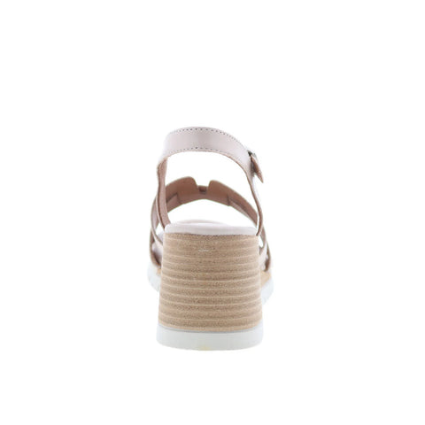 Miz Mooz Mackenzie Womens Beige Leather Hook & Loop Wedges Sandals Shoes