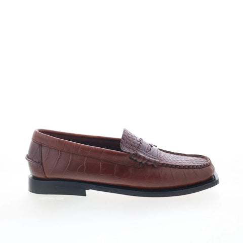 Sebago Madison Crocodile Womens Brown Loafers & Slip Ons Penny Shoes