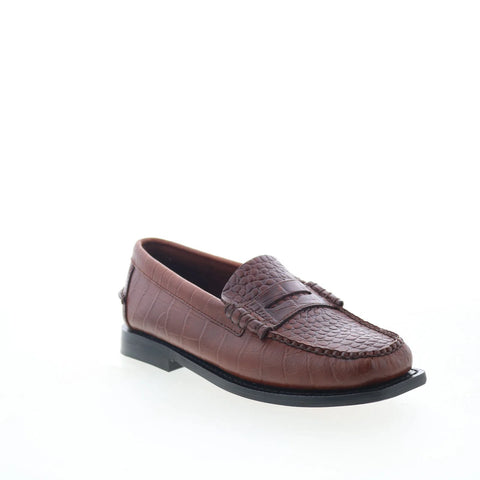 Sebago Madison Crocodile Womens Brown Loafers & Slip Ons Penny Shoes