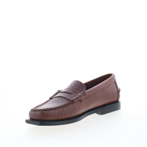 Sebago Madison Crocodile Womens Brown Loafers & Slip Ons Penny Shoes