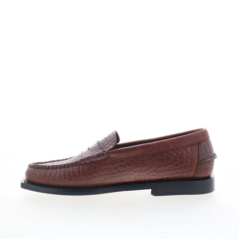 Sebago Madison Crocodile Womens Brown Loafers & Slip Ons Penny Shoes