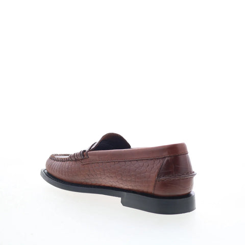 Sebago Madison Crocodile Womens Brown Loafers & Slip Ons Penny Shoes