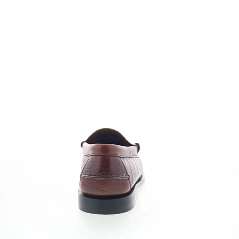 Sebago Madison Crocodile Womens Brown Loafers & Slip Ons Penny Shoes