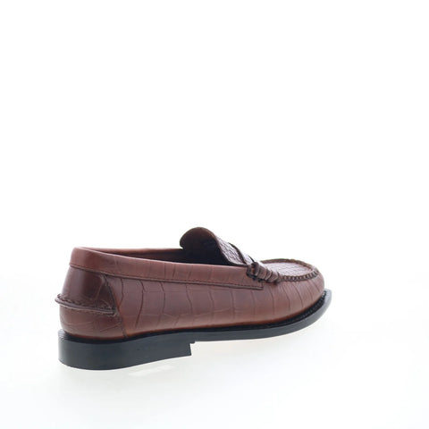 Sebago Madison Crocodile Womens Brown Loafers & Slip Ons Penny Shoes