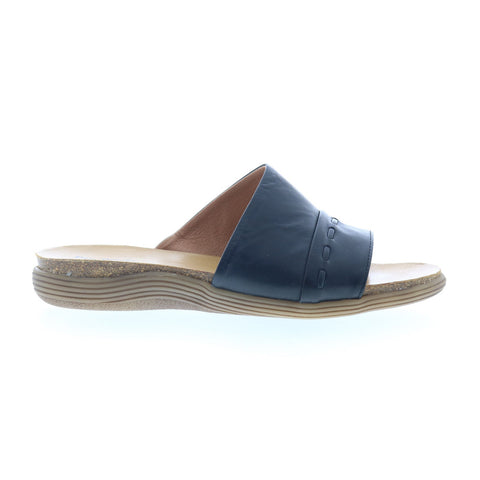 Miz Mooz Mae Womens Black Leather Slip On Slides Sandals Shoes
