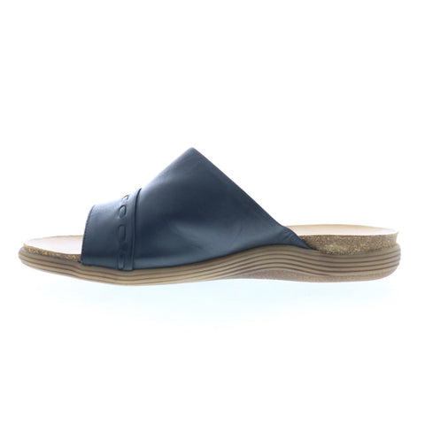 Miz Mooz Mae Womens Black Leather Slip On Slides Sandals Shoes
