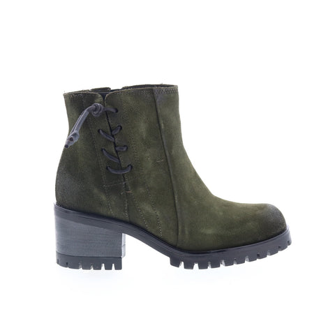 Miz Mooz Maiden Womens Green Suede Zipper Ankle & Booties Boots