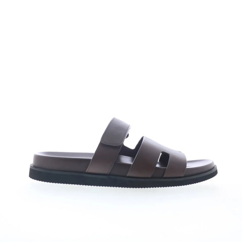 Steve Madden Maiven MAIV01M1 Mens Brown Leather Strap Slides Sandals Shoes