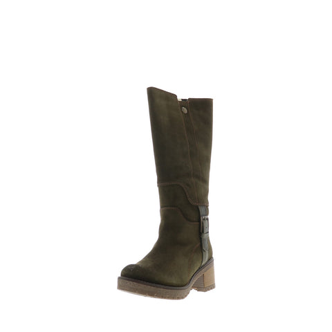 Bos. & Co. Major Womens Green Suede Zipper Casual Dress Boots