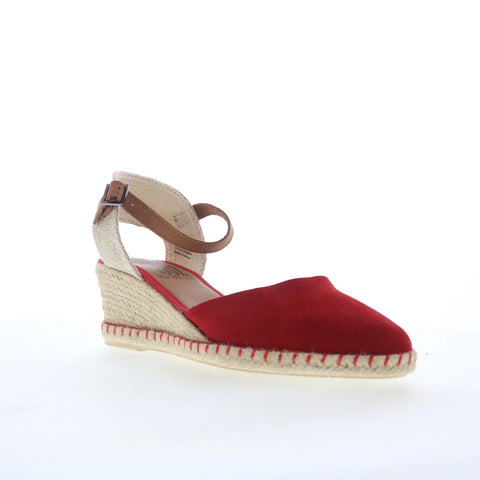 Miz Mooz Malena Womens Red Suede Hook & Loop Wedges Sandals Shoes