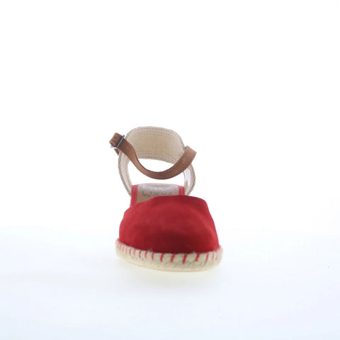 Miz Mooz Malena Womens Red Suede Hook & Loop Wedges Sandals Shoes