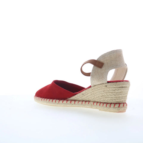 Miz Mooz Malena Womens Red Suede Hook & Loop Wedges Sandals Shoes