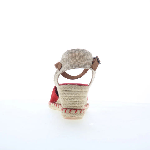 Miz Mooz Malena Womens Red Suede Hook & Loop Wedges Sandals Shoes