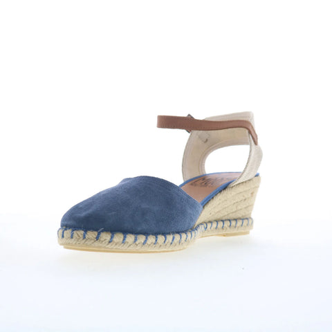 Miz Mooz Malena Womens Blue Suede Hook & Loop Wedges Sandals Shoes