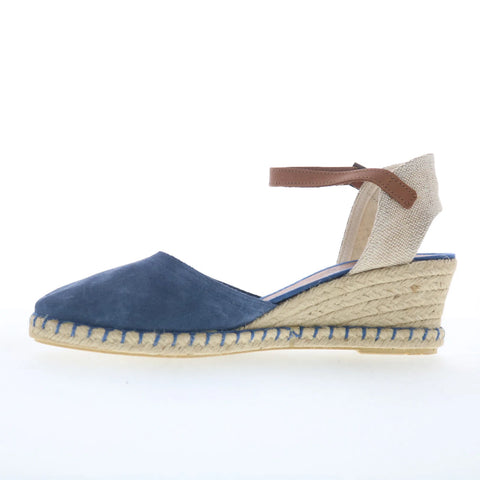 Miz Mooz Malena Womens Blue Suede Hook & Loop Wedges Sandals Shoes