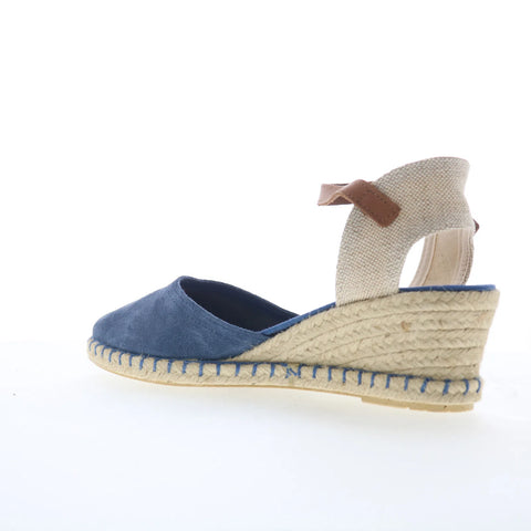Miz Mooz Malena Womens Blue Suede Hook & Loop Wedges Sandals Shoes