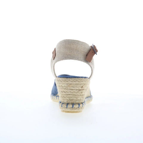 Miz Mooz Malena Womens Blue Suede Hook & Loop Wedges Sandals Shoes