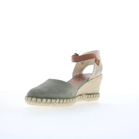 Miz Mooz Malena Womens Green Suede Hook & Loop Wedges Sandals Shoes
