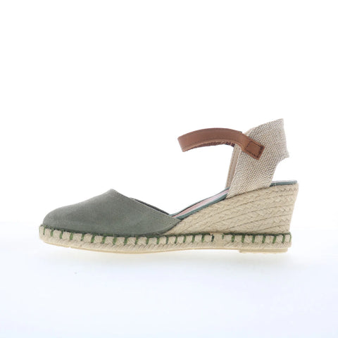 Miz Mooz Malena Womens Green Suede Hook & Loop Wedges Sandals Shoes